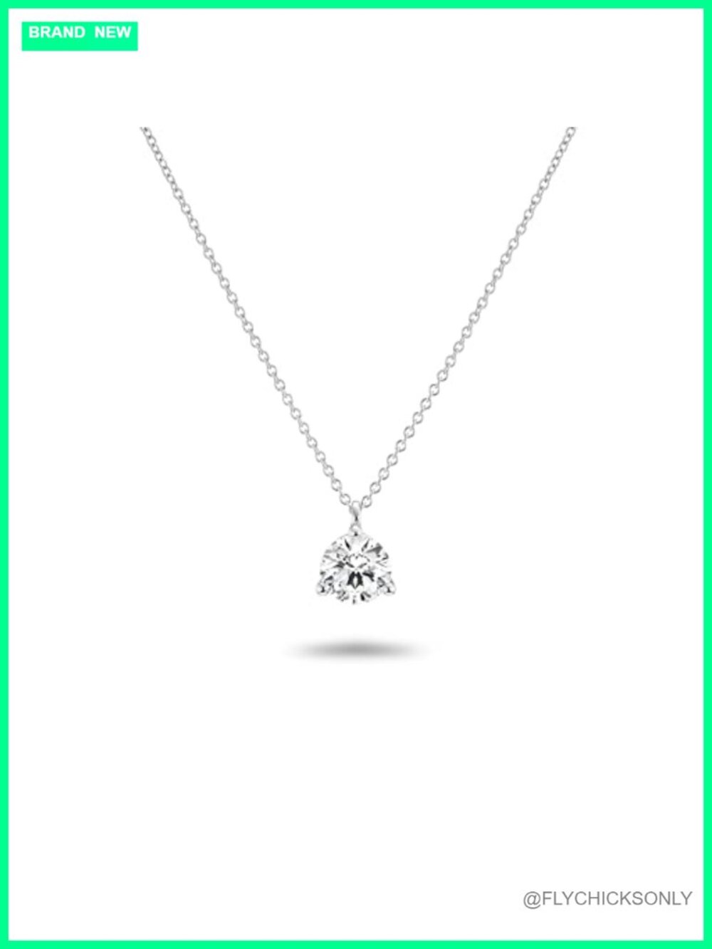 1 Carat Lab Grown Diamond Round Pendant Necklace 14K White Gold